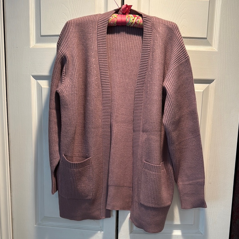 EUC Women's Purple/Lilac/Lavender Open-Front Cardigan Sweater L